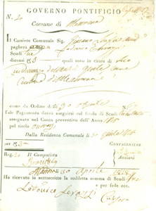 Documento originale, autentico 1818 FERRARA Onorario di Lodovico TERRAZZI cursore di MARRARA Documento 1