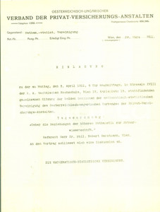 Documento originale, autentico 1911 TRIESTE MathematischStatistische Vereinigung Riunione assemblea Lettera 1