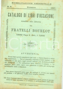 Giornale, rivista storica 1897 TORINO Catalogo antiquario libri d occasione Fratelli BOURLOT 1