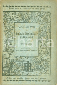 Giornale, rivista storica 1890 ca MUNICH Catalogue XXXIX Ludwig ROSENTHAL Antiquariat Libri rari 1