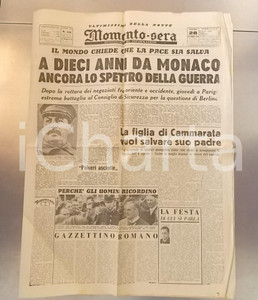 Giornale, rivista storica 1948 MOMENTO SERA Lo spettro della guerra a dieci anni da MONACO Giornale 1