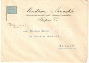 Oggetto da collezione cartaceo 1955 ca MILANO Armamenti navali MARITTIMA MERCANTILE Busta intestata VUOTA 1