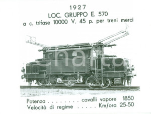 Fotografia d epoca originale 1975 ca FERROVIE DELLO STATO Locomotiva Gr. E 570 1927 Fotografia seriale 1