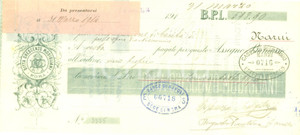 Documento originale, autentico 1914 ROMA Ditta Crescenzio MODIGLIANI Assegno bancario pubblicitario 1