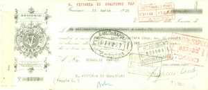 Documento originale, autentico 1939 GEMONIO VA Riseria Virginio CURTI Assegno pubblicitario 1