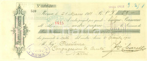 Documento originale, autentico 1911 ROMA Azienda Fratelli CARETTI Cambiale pubblicitaria 1