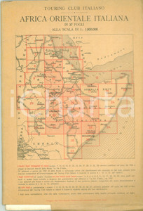 Documento originale, autentico 1936 TOURING CLUB ITALIANO Carta Africa Orientale Italiana in 37 fogli 1