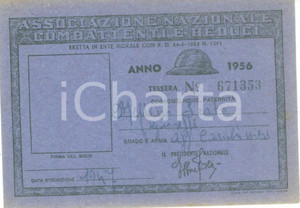 Oggetto da collezione cartaceo 1956 COLLESCIPOLI Associazione Nazionale Combattenti Tessera Sesto MELLINI 1