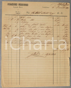 Documento originale, autentico 1865 CASTELFRANCO VENETO TV Antonio LONGATO Negozio merci Fattura 1