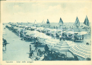 Cartolina originale da collezione 1948 CESENATICO FC  Ombrelloni sulla spiaggia e barche a vela Cartolina FG VG 1