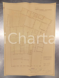 Mappa, planimetria storica 1930 MILANO Ing. DE DOMINICIS Edificatrice VITTORIA Progetto di casa civile 1