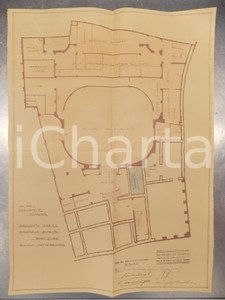 Mappa, planimetria storica 1925 MILANO Ing. DE DOMINICIS Edificatrice VITTORIA Sotterranei cinema SAN CARLO 1