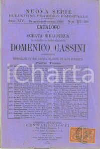 Libro, pubblicazione d epoca 1890 NAPOLI Libreria Gennaro CIOFFI Catalogo biblioteca Domenico CASSINI 1
