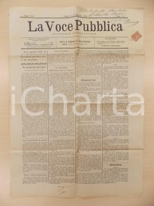 Giornale, rivista storica 1899 LA VOCE PUBBLICA Giornale commerciale Per gli infortunii del lavoro 1