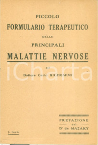 Libro, pubblicazione d epoca 1940 Carlo BICHEMINI Piccolo formulario terapeutico principali malattie nervose 1