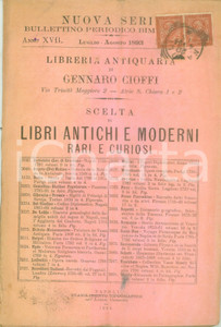 Libro, pubblicazione d epoca 1894 NAPOLI Libreria Gennaro CIOFFI Catalogo libri antichi moderni rari curiosi 1