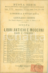 Libro, pubblicazione d epoca 1894 NAPOLI Libreria Gennaro CIOFFI Catalogo libri antichi rari e curiosi 1