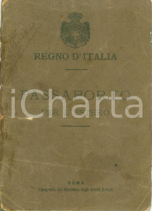 Documento originale, autentico 1910 REGNO D ITALIA Passaporto di Giuseppe GHERRA per il PERU 1