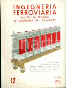 Materiale pubblicitario d’epoca 1959 INGEGNERIA FERROVIARIA Rivista di tecnica ed economia trasporti ILLUSTRATA 1
