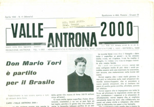 Giornale, rivista storica 1969 Mensile VALLE ANTRONA 2000 Don Mario TORI Ã¨ partito per il BRASILE 1