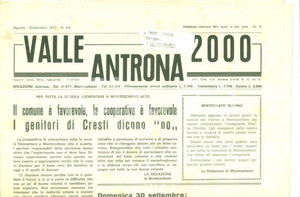Giornale, rivista storica 1973 Mensile VALLE ANTRONA 2000 Genitori di CRESTI contro scuola a MONTESCHENO 1