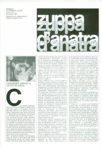 Giornale, rivista storica 1981 MILANO Obraz Cinestudio ZUPPA D ANATRA n. 2 Effetto Arca Rivista di cinema 1