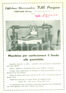 Materiale pubblicitario d’epoca 1930 VIGEVANO Fratelli PUGNO Volantino per macchina delle pantofole ILLUSTRATO 1
