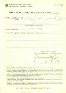 Documento originale, autentico 1959 NOVARA FERROVIE DELLO STATO Giuseppe MORTARINO macchinista eccezionale 1