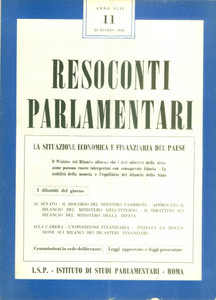 Giornale, rivista storica 1958 RESOCONTI PARLAMENTARI Situazione economica e finanziaria del Paese 1
