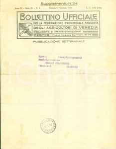 Giornale, rivista storica 1928 VENEZIA Federazione Provinciale Fascista Agricoltori Bollettino dei mercati 1