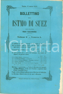 Giornale, rivista storica 1858 BOLLETTINO DELL ISTMO DI SUEZ 5 Sultani Ottomani in favore del BOSFORO 1