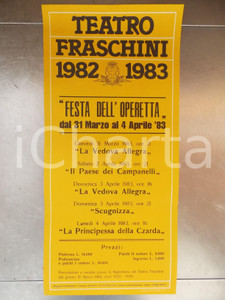 Materiale pubblicitario d’epoca 1982 PAVIA TEATRO FRASCHINI Festa dell Operetta Manifesto cm 31 x 67 1