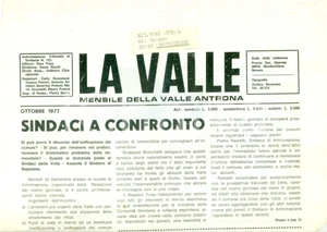 Giornale, rivista storica 1977 Mensile LA VALLE ANTRONA Elezioni ad ANTRONAPIANA Sindaci a confronto 1