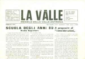 Giornale, rivista storica 1979 Mensile LA VALLE ANTRONA Come sarÃ  la scuola degli anno  80 Giornale 1