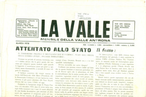 Giornale, rivista storica 1978 Mensile LA VALLE ANTRONA Rapimento Aldo MORO attentato allo Stato Giornale 1
