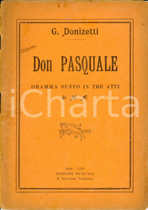 Oggetto da collezione cartaceo 1934 Gaetano DONIZETTI Michele ACCURSI Don Pasquale Libretto DANNEGGIATO 1
