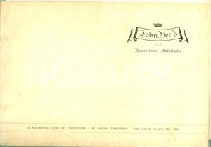 Materiale pubblicitario d’epoca 1968 VILLANOVA D ARDENGHI PV Catalogo porcellane artistiche JOHN VER S 1