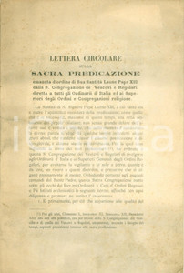 Libro, pubblicazione d epoca 1894 LEONE XIII Lettera circolare sulla Sacra Predicazione Pubblicazione 1