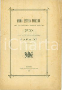 Libro, pubblicazione d epoca 1923 PIO XI Prima lettera enciclica Ubi Arcano Dei Consilio in italiano 1