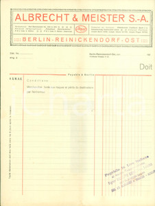 Documento originale, autentico 1920 ca BERLIN REINICKENDORF Albrecht & Meister Fattura non compilata 1