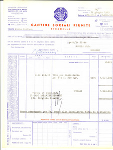 Documento originale, autentico 1965 STRADELLA PV CANTINE SOCIALI  Fattura per partita di vino 1