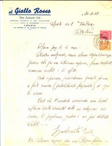Manoscritto, lettera originale 1949 TARANTO Ditta Iole LODESERTO Al Giallo Rosso  Articoli per calzature 1