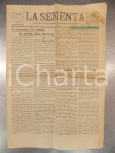 Giornale, rivista storica 1910 LA SEMENTA Periodico socialista lucchese Provocazioni dei clericali 1