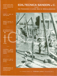 Materiale pubblicitario d’epoca 1950 ca FIDENZA PR Ediltecnica SANDON per fondazioni e lavori edili ILLUSTRATO 1