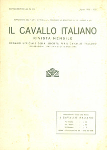Giornale, rivista storica 1935 IL CAVALLO ITALIANO Rivista FISE Programmi ufficiali manifestazioni ippiche 1