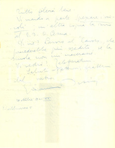 Autografo originale 1941 MILANO Giovanni ORSINI Lavorerei di piÃ¹ se la scuola non mi macerasse 1