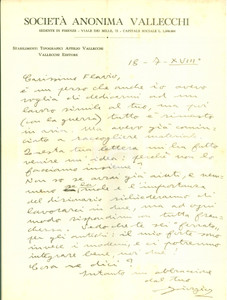 Autografo originale 1940 FIRENZE Giorgio CARTEI si offre di collaborare al Dizionario dei letterati 1