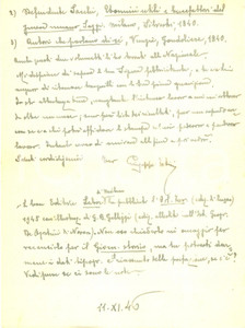 Autografo originale 1946 FIRENZE Storico Giuseppe FATINI ha quasi concluso bibliografia ariostesca 1