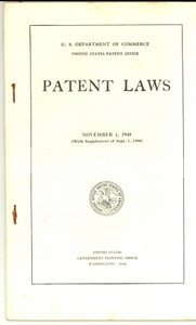 Libro, pubblicazione d epoca 1948 WASHINGTON U. S. DEPARTMENT OF COMMERCE Patent laws and statutes 1