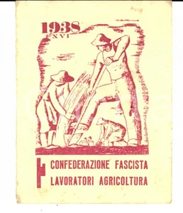 Oggetto da collezione cartaceo 1938 CERVESINA PV Confederazione Fascista Lavoratori Agricoltura TESSERA 1